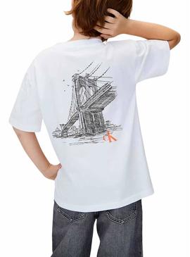 Camiseta Calvin Klein City branca para menino.