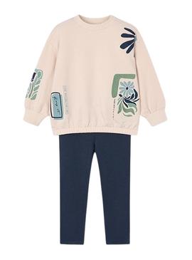 Conjunto Mayoral legging e moletom bege menina.