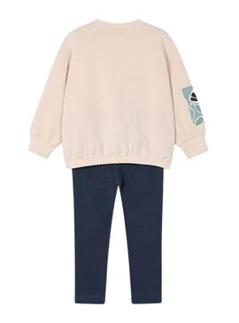 Conjunto Mayoral legging e moletom bege menina.