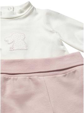 Conjunto de moletom Mayoral de 3 peças cor-de-rosa para bebê.
