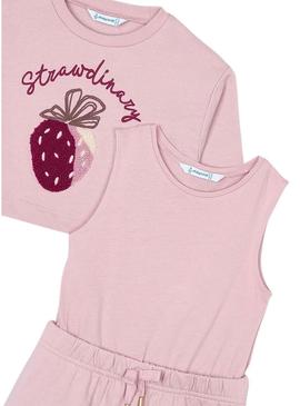 Vestido Myoral com capuz rosa para menina