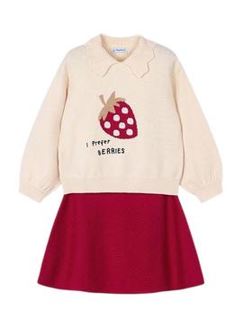 Conjunto Mayoral saia e suéter jacquard para menina