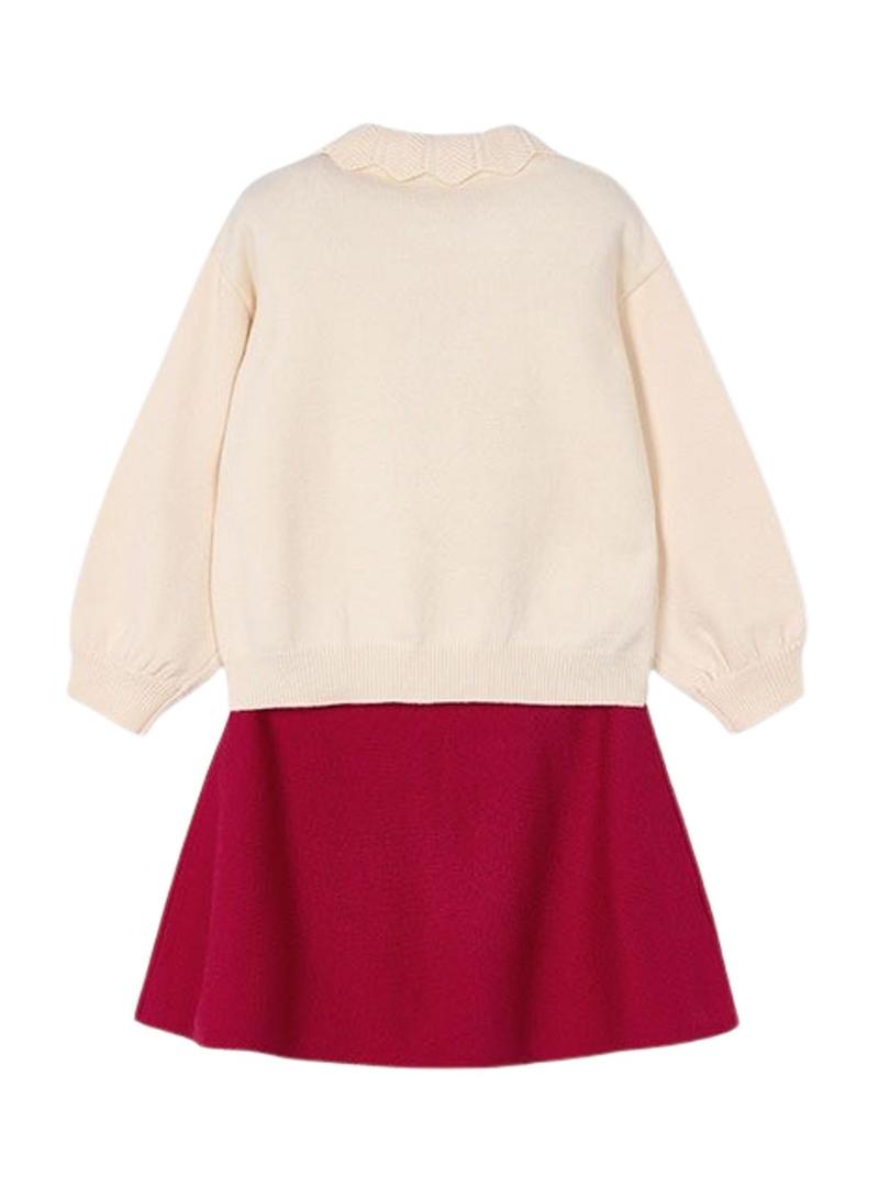 Conjunto Mayoral saia e suéter jacquard para menina