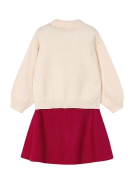 Conjunto Mayoral saia e suéter jacquard para menina
