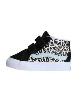 Tênis Vans Sk8-Mid Leopardo para menina pequena.