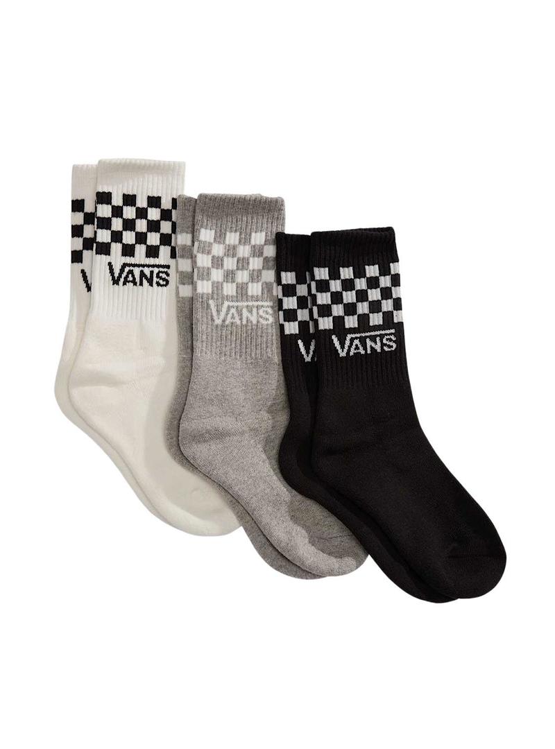 Pacote de 3 meias Vans Classic Check para crianças.
