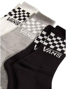 Pacote de 3 meias Vans Classic Check para crianças.