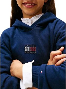 Moletom Tommy Hilfiger Rhine Flag marinho para meninas.