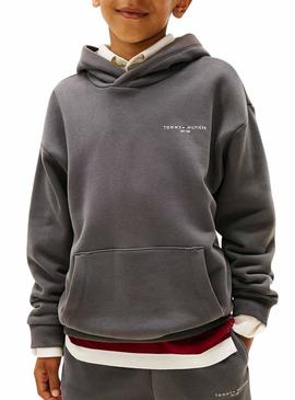 Moletom Tommy Hilfiger Mini Corp cinza para crianças.