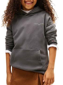 Moletom Tommy Hilfiger Mini Corp cinza para crianças.