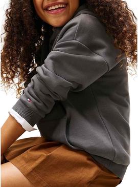 Moletom Tommy Hilfiger Mini Corp cinza para crianças.