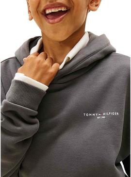Moletom Tommy Hilfiger Mini Corp cinza para crianças.