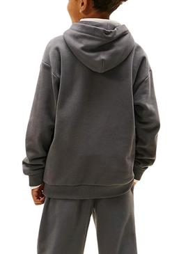 Moletom Tommy Hilfiger Mini Corp cinza para crianças.