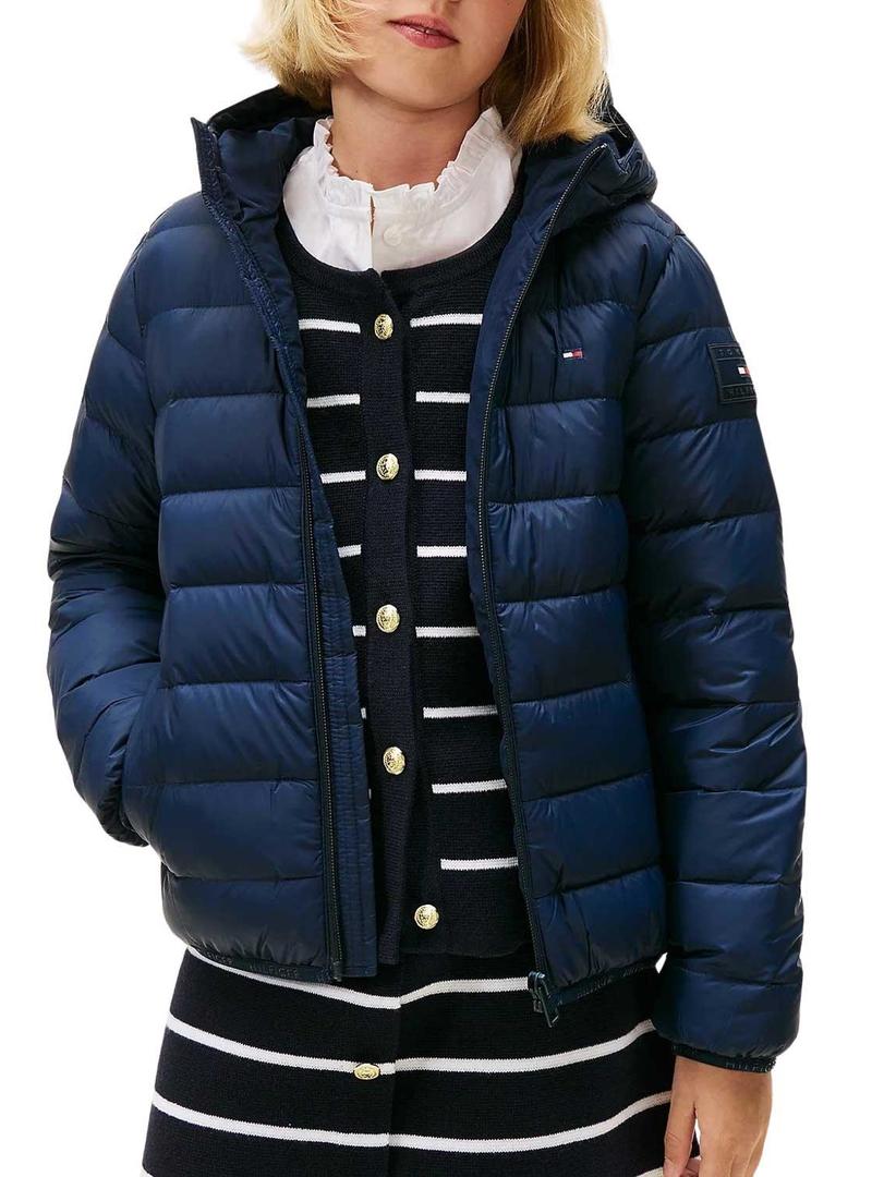 Casaco acolchoado marinho Tommy Hilfiger para crianças.