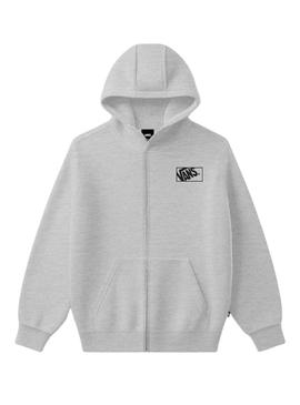Moletom com zíper Vans Blocked Box cinza para crianças.