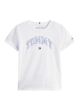 Camiseta Tommy Hilfiger Varsity logo branca menina