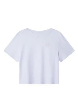 Camiseta Pepe Jeans Amanda logo branco para menina.