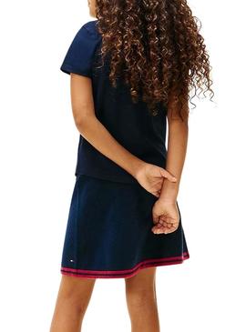 Camiseta Tommy Hilfiger Varsity slim marinho menina