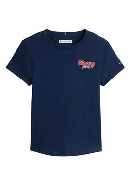 Camiseta Tommy Hilfiger Varsity slim marinho menina