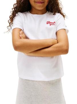 Camiseta Tommy Hilfiger Varsity slim branca menina
