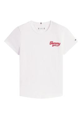 Camiseta Tommy Hilfiger Varsity slim branca menina
