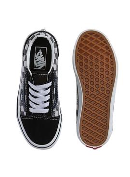 Tênis Old Skool xadrez cinza para menino e menina.