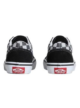 Tênis Old Skool xadrez cinza para menino e menina.