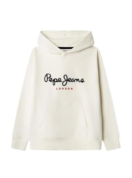 Moletom Pepe Jeans com capuz bege para crianças