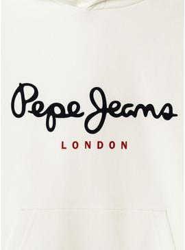 Moletom Pepe Jeans com capuz bege para crianças
