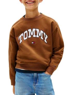 Moletom Tommy Hilfiger Varsity marrom para crianças