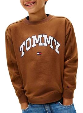 Moletom Tommy Hilfiger Varsity marrom para crianças