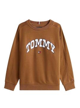 Moletom Tommy Hilfiger Varsity marrom para crianças