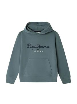 Moletom Pepe Jeans Art com capuz verde para crianças.
