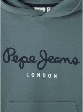 Moletom Pepe Jeans Art com capuz verde para crianças.