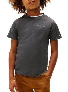 Camisa Tommy Hilfiger Mini Corp cinza para crianças.
