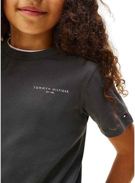 Camisa Tommy Hilfiger Mini Corp cinza para crianças.