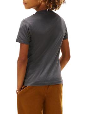 Camisa Tommy Hilfiger Mini Corp cinza para crianças.