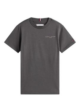 Camisa Tommy Hilfiger Mini Corp cinza para crianças.