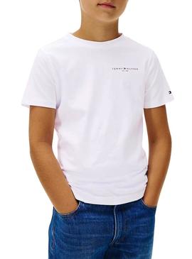 Camiseta Tommy Hilfiger Mini Corp branca para crianças.