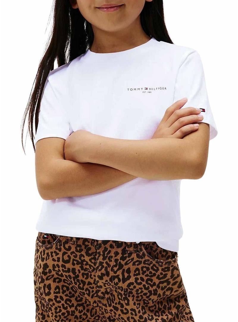 Camiseta Tommy Hilfiger Mini Corp branca para crianças.