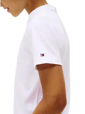 Camiseta Tommy Hilfiger Mini Corp branca para crianças.