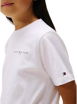Camiseta Tommy Hilfiger Mini Corp branca para crianças.