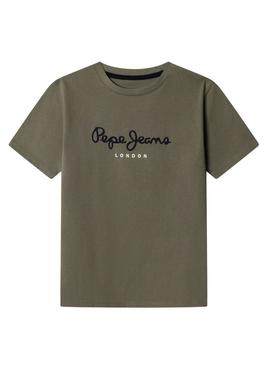 Camisa Pepe Jeans New Art logo verde para menino