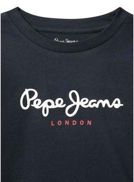 Camiseta Pepe Jeans New Herman logo marinho infantil