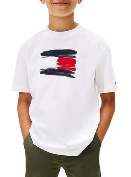 Camiseta Tommy Hilfiger Flag Archive branca criança.
