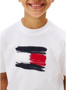 Camiseta Tommy Hilfiger Flag Archive branca criança.