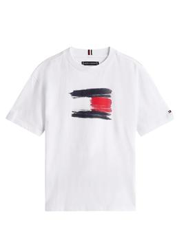 Camiseta Tommy Hilfiger Flag Archive branca criança.