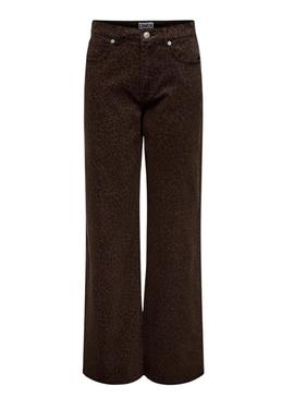 Calça Only Madison animal print grená para mulher