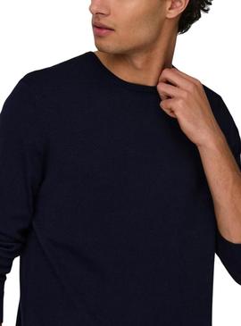 Jersey Only and Sons Wyler azul marino para homem.