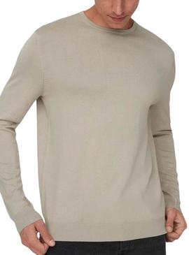 Camisola Only and Sons Wyler bege para homem.